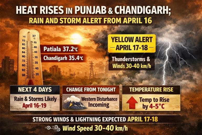 Heat Rises in Punjab & Chandigarh; Rain and Storm Alert from April 16