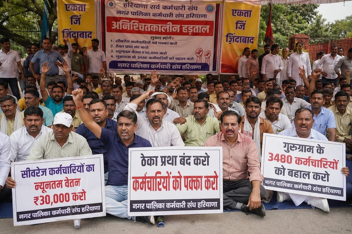 30,000 Civic Workers Launch Indefinite Strike in Haryana After Talks Fail