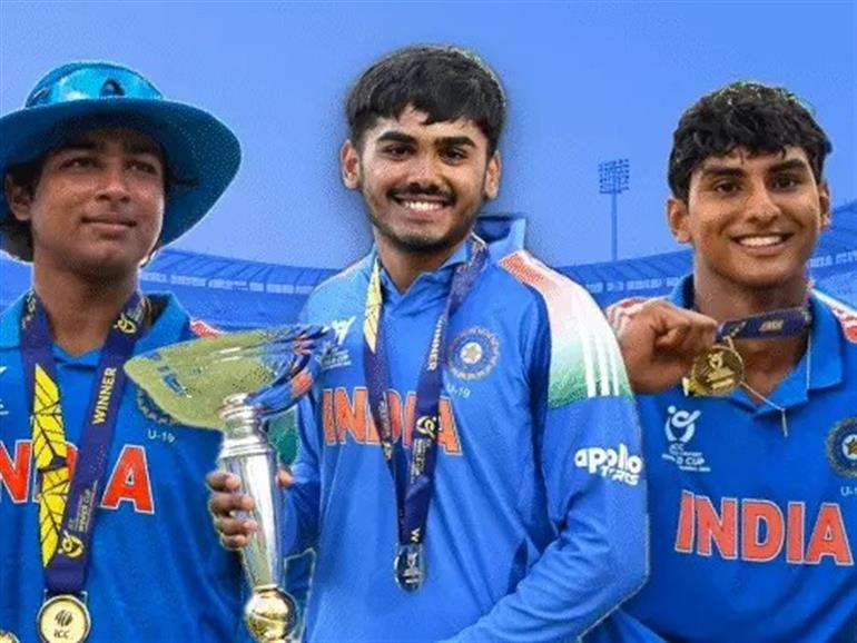 Heroes Who Made India Under-19 World Champions for the Sixth Time: Vaibhav Smashes 15 Sixes in the Final, Henil and Ambrish Take 11 Wickets Each 