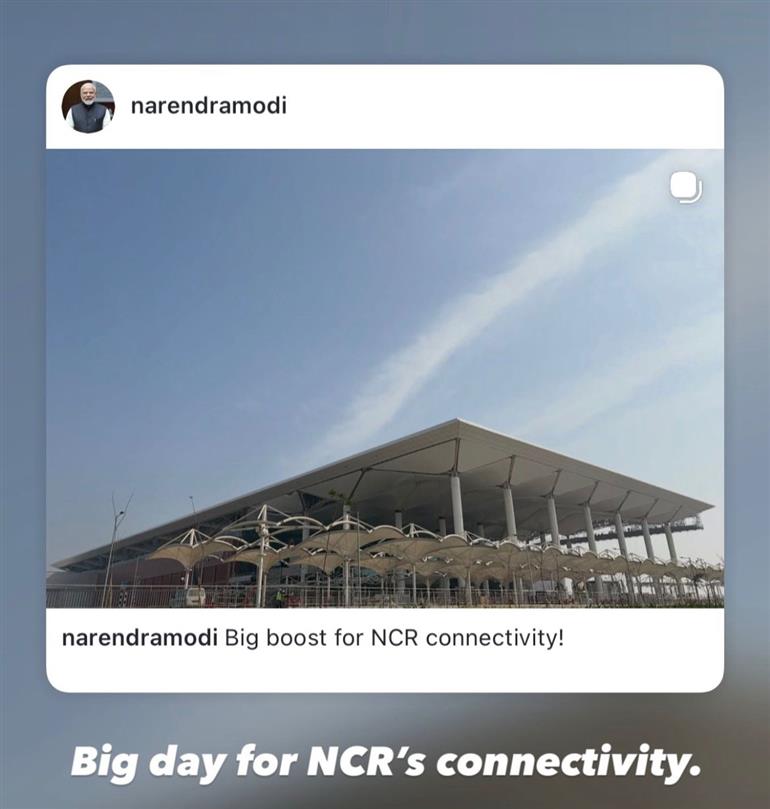 Prime Minister Narendra Modi on Saturday(28th March) inaugurated Phase 1 of the Noida International Airport in Jewar. (Instagram)