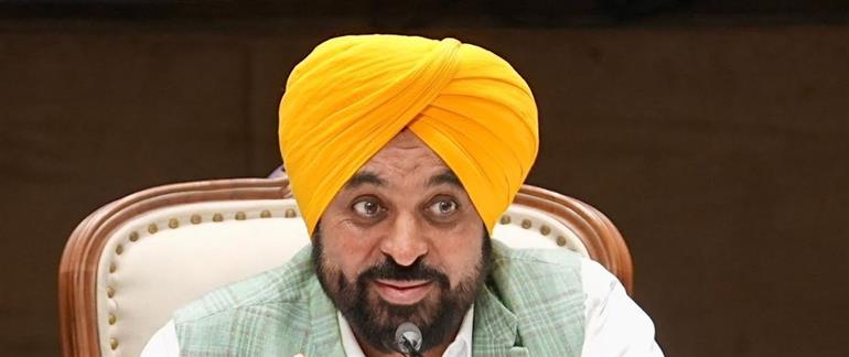 Punjab Chief Minister Bhagwant Singh Mann Addressing a press conference.(Photo credit : Punjab Newsline)