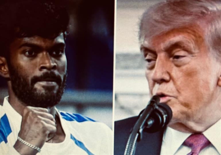 Trump Applauds Indian Tennis Star Dhakshineswar Suresh at White House Event 
