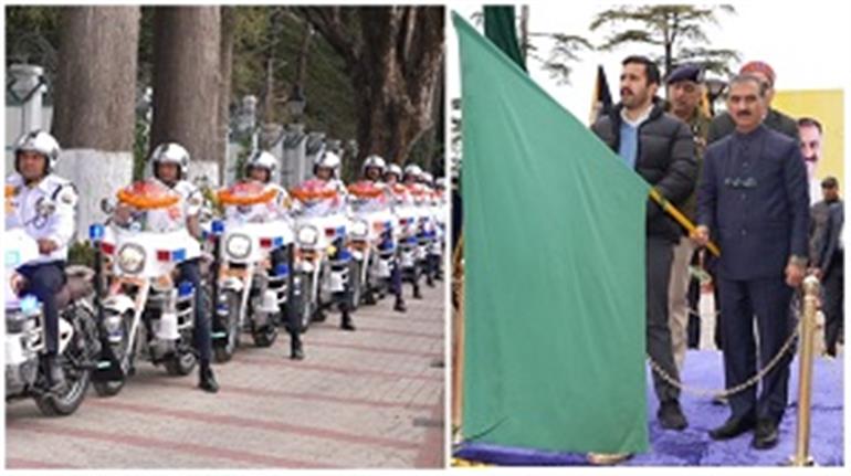 Himachal : CM flags off 27 police motorcycles for road safety