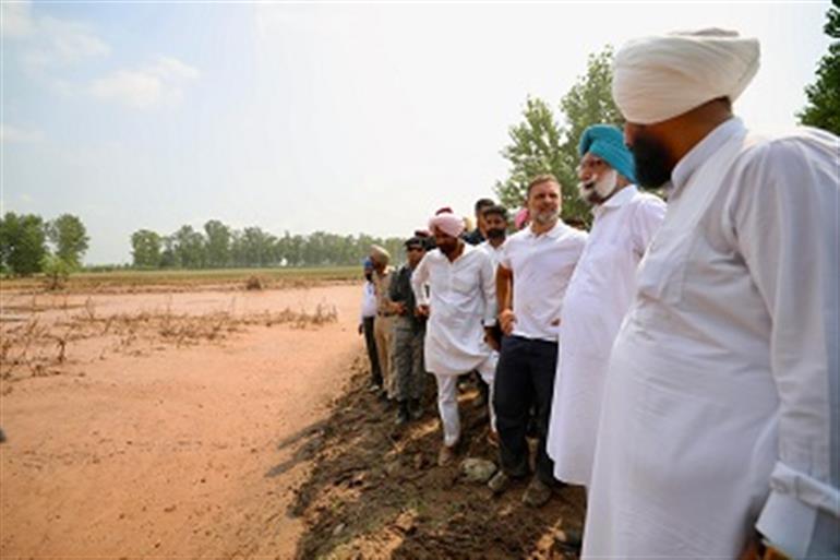 LoP Rahul Gandhi visits flood-hit areas in Punjab