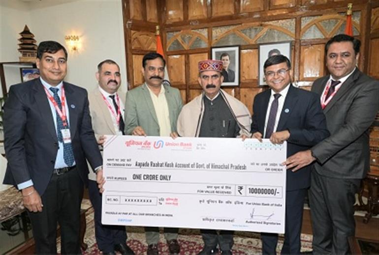 Himachal : Satsang organization and UBI contributes towards Disaster Relief Fund