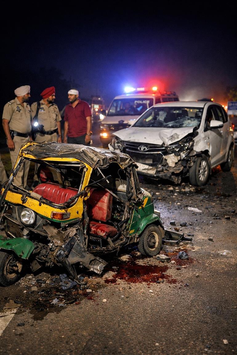Late-Night Road Accident in Jalandhar: Auto Driver Dies During Treatment, Death Toll Reaches 3 