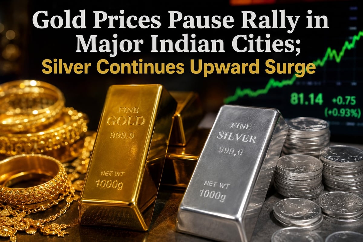 Gold Prices Pause Rally in Major Indian Cities; Silver Continues Upward Surge