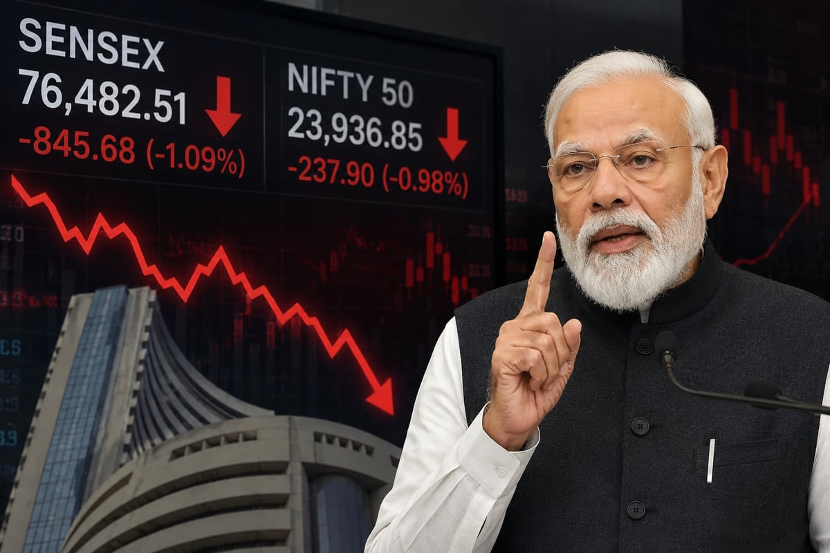 Indian Stock Market Tumbles After PM Modi’s Fuel Conservation Appeal; Sensex Drops Nearly 900 Points