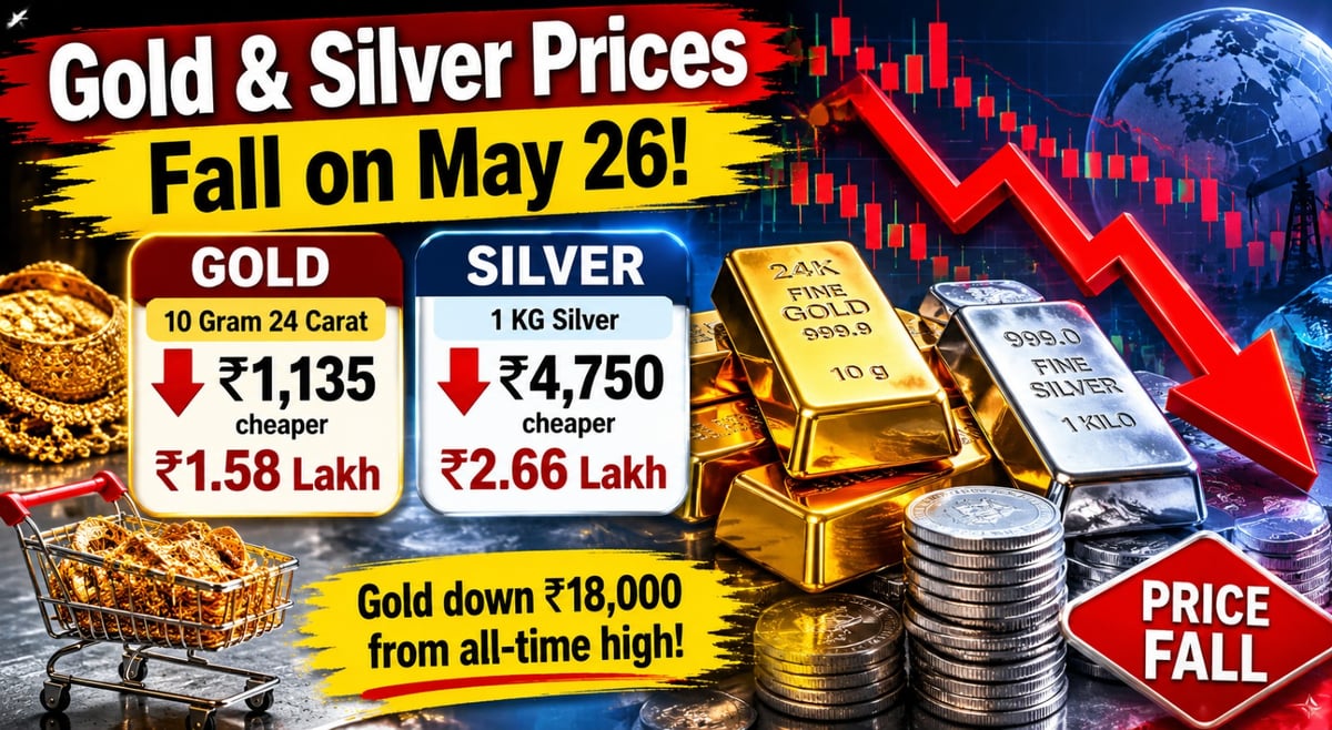 Gold and Silver Prices Fall Sharply; Gold Down ₹18,000 From Record High