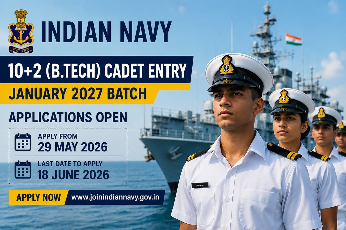 Indian Navy B.Tech Cadet Entry Applications Begin Today: Check Details Here