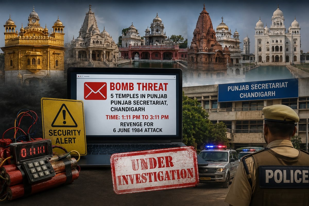 Bomb Threats Sent to Five Punjab Temples, Chandigarh Secretariat; Security Agencies on High Alert