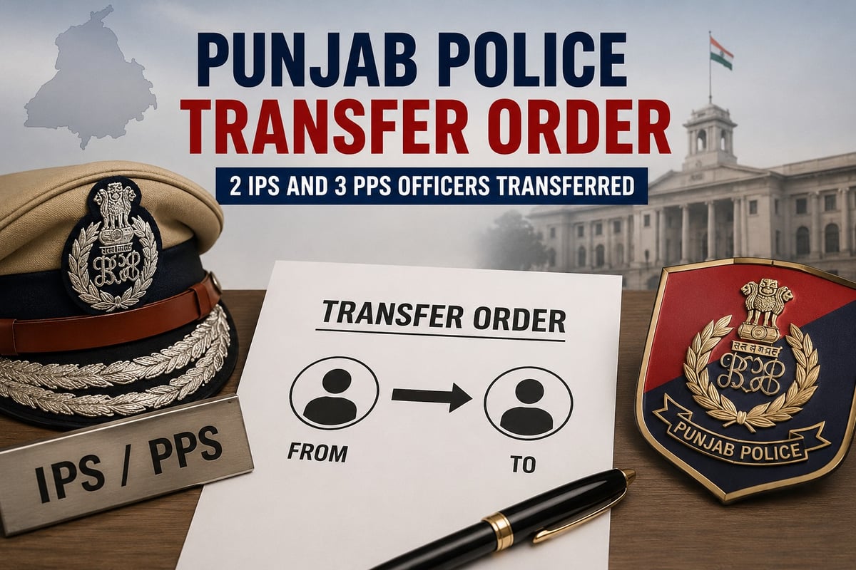Punjab Govt Transfers 2 IPS and 3 PPS Officers in Major Administrative Reshuffle