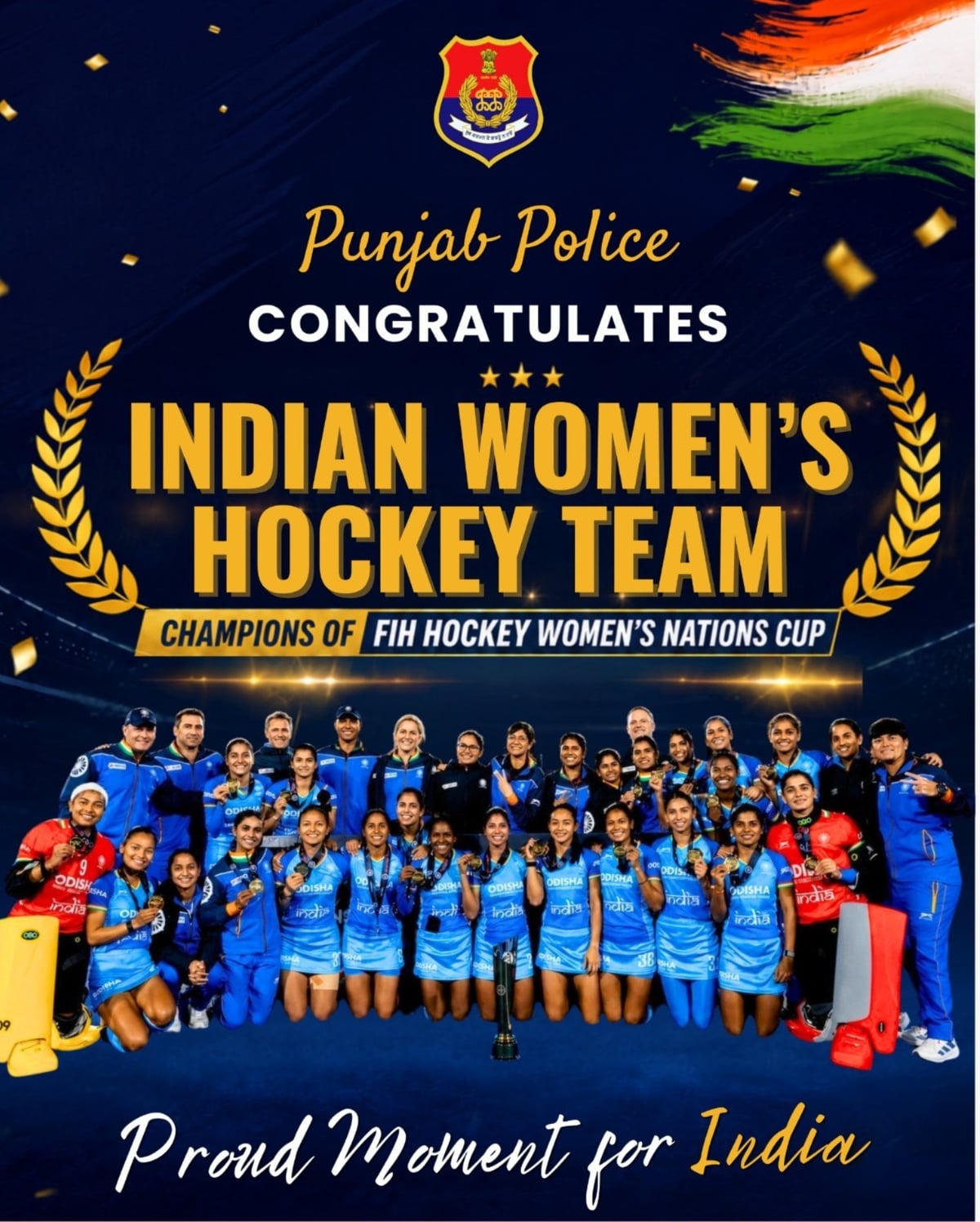 Punjab Police Congratulates Team India on Historic FIH Hockey Women’s Nations Cup Triumph