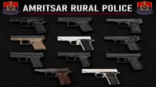 Amritsar Rural Police Bust Drug and Arms Syndicate, Arrest 10; Recover 11 Kg Heroin, 11 Pistols