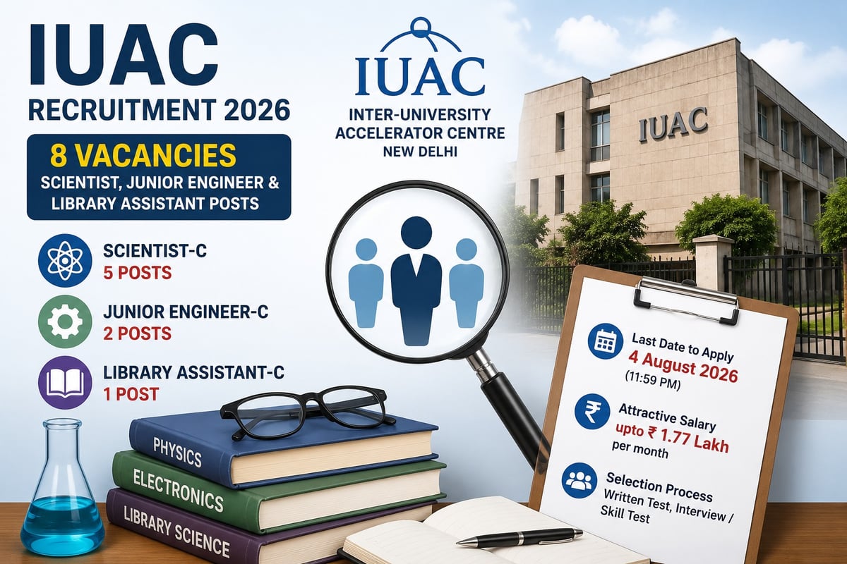 IUAC Recruitment 2026: Apply for Scientist, Junior Engineer & Library Assistant Posts Before August 4
