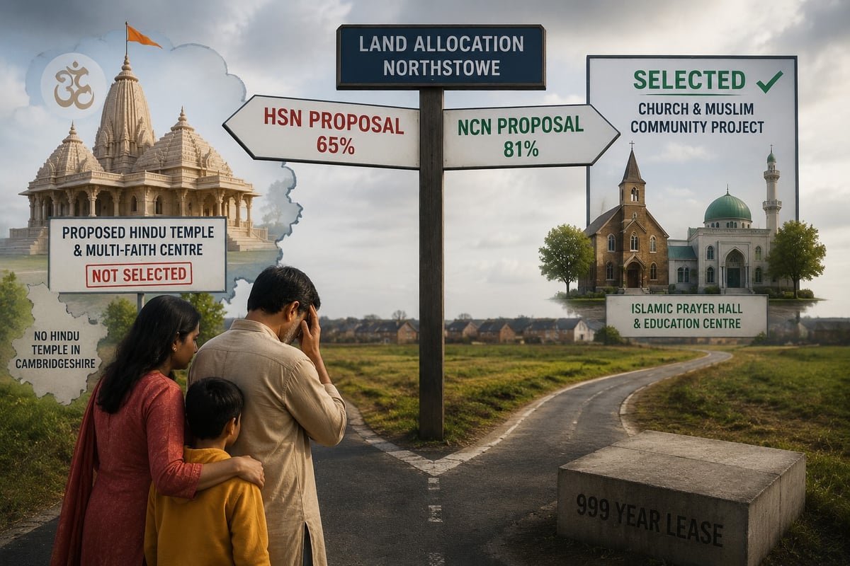 British Hindus' Bid for Cambridgeshire's First Temple Rejected, Council Awards Land to Church-Led Project