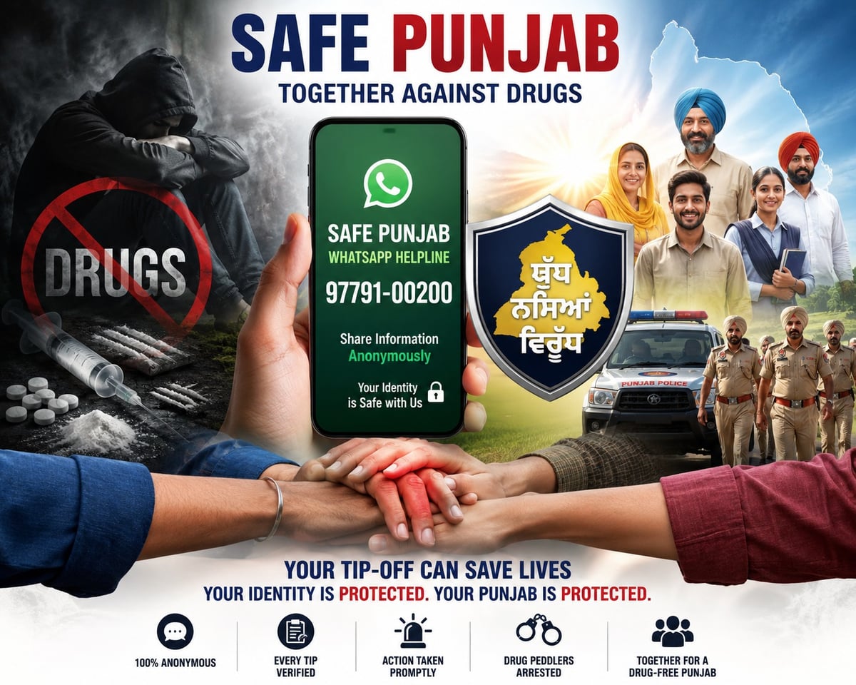 'Safe Punjab' Helpline Drives Major Anti-Drug Action Across the State; Nearly 22,000 Arrested