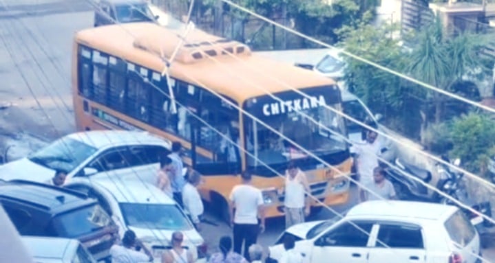 Panchkula School Bus Goes Out of Control, Damages Six Vehicles