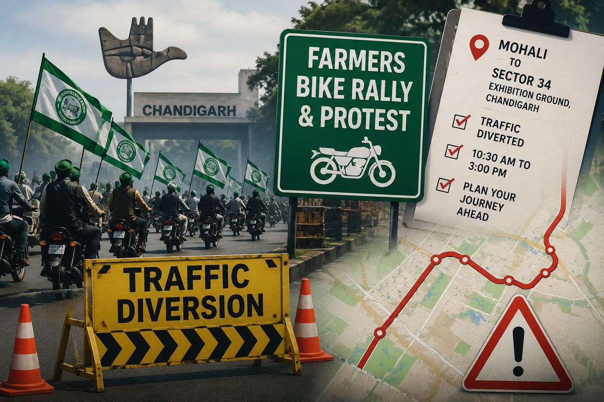Chandigarh Traffic Advisory: Farmers' Bike Rally Likely to Disrupt Movement Across Key Routes on Monday