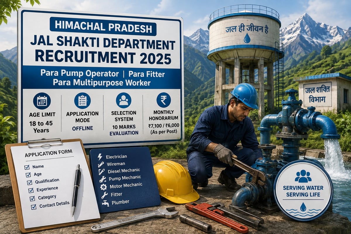 Himachal Jal Shakti department starts recruitment for para pump operators, fitters and multipurpose workers