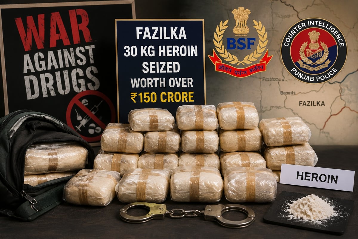 BSF, Counter intelligence seize 30 Kg heroin worth over ₹150 crore in Fazilka