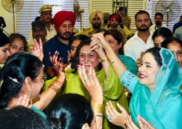 Punjab CM Mann’s Wife Dr. Gurpreet Kaur Mann Participates in Teej Celebrations in Patiala