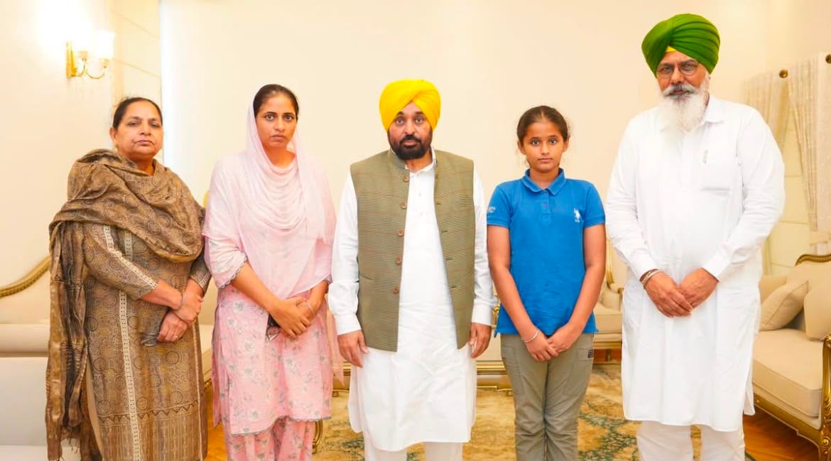 CM Bhagwant Mann meets family of Late Kabaddi player Gurjit Singh Toot, announces government job for Wife