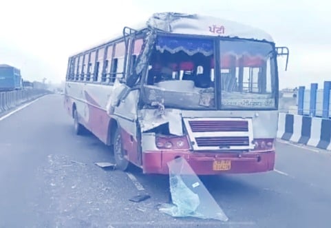 Punjab roadways bus collides with truck in Amritsar