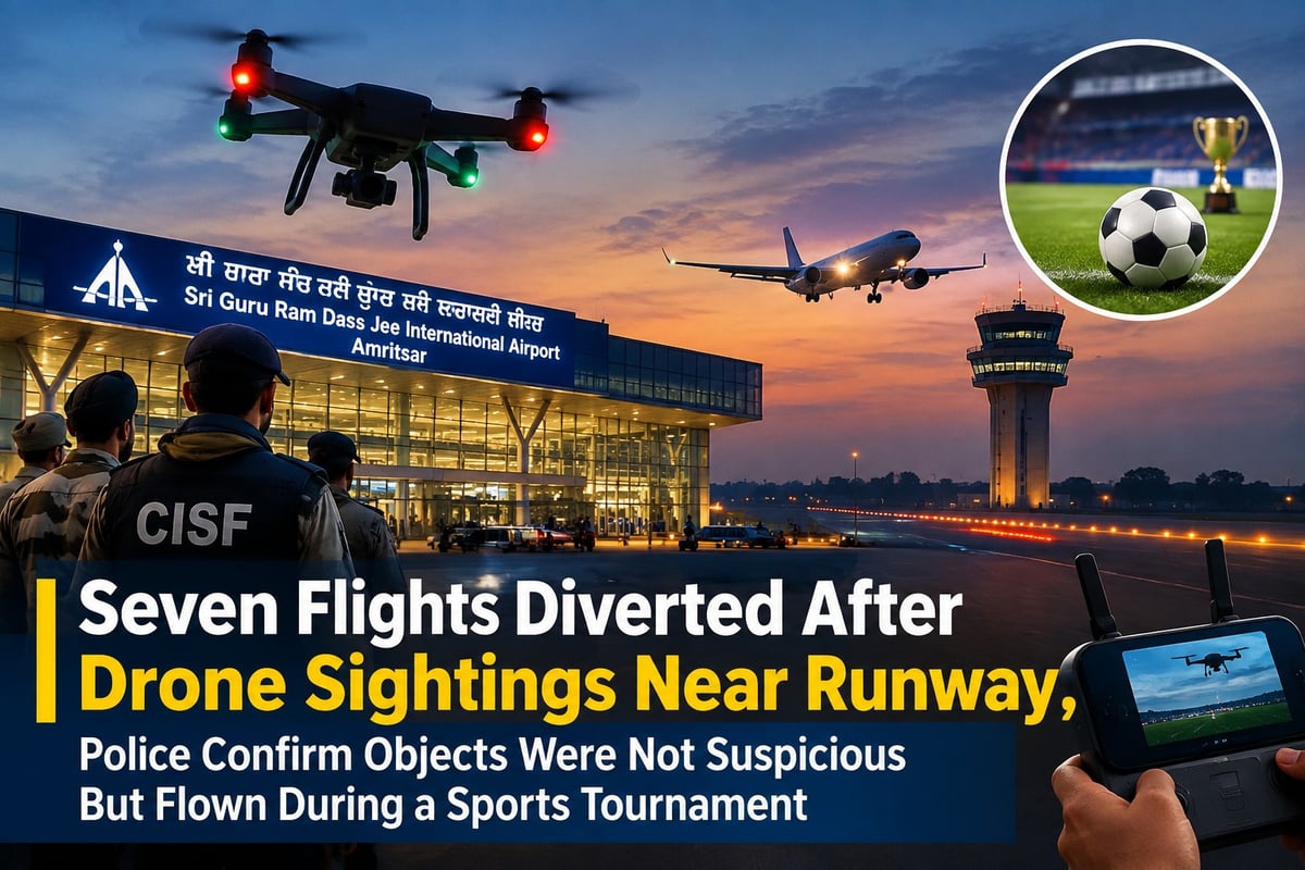 Seven flights rerouted after drone scare at Amritsar airport, police rule out security threat