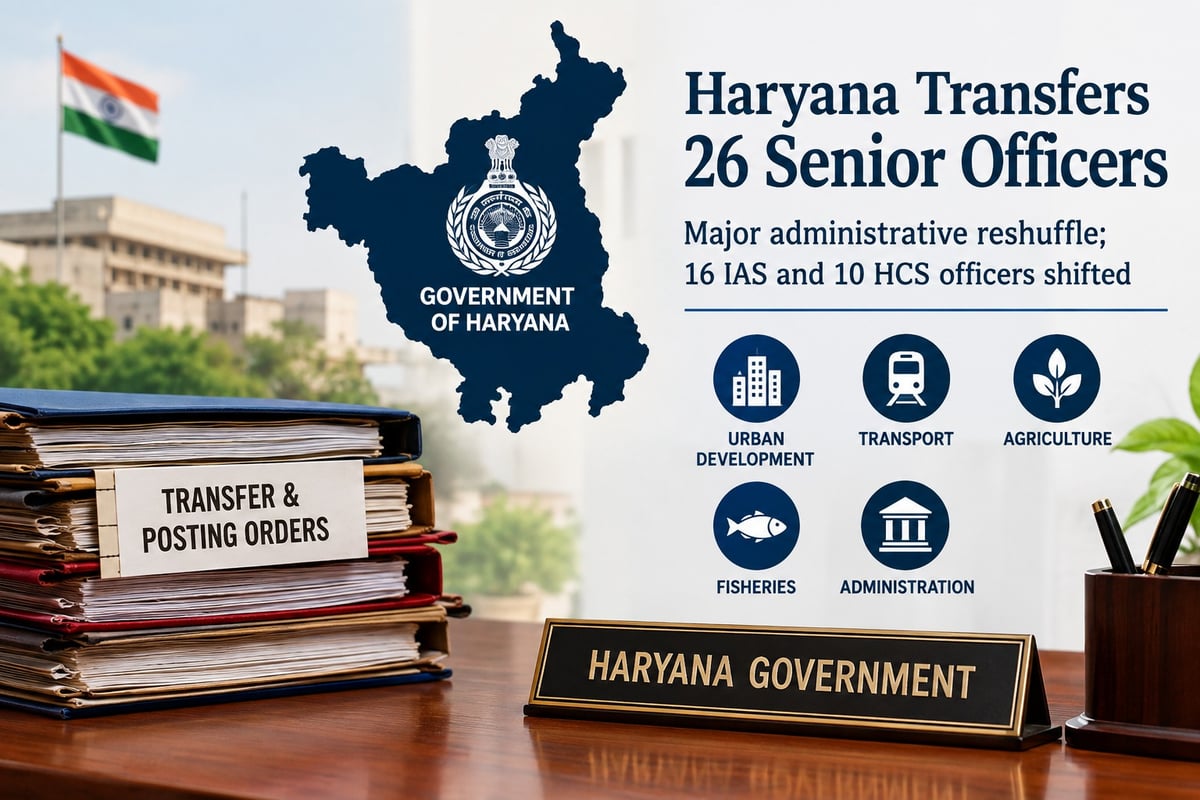 Haryana govt transfers 26 senior officers in major administrative reshuffle