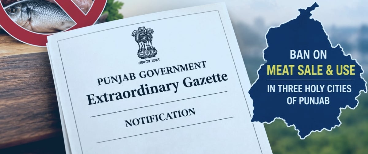 Punjab publishes gazette notification banning sale and use of meat in three Holy cities