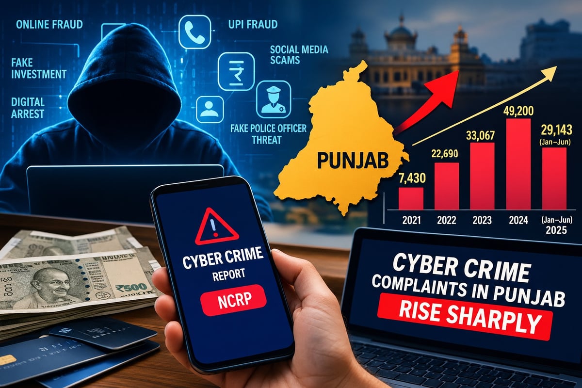 Punjab’s Cyber crime crisis deepens; NCRP complaints jump over sixfold in four years, cross 29,000 in first half of 2025