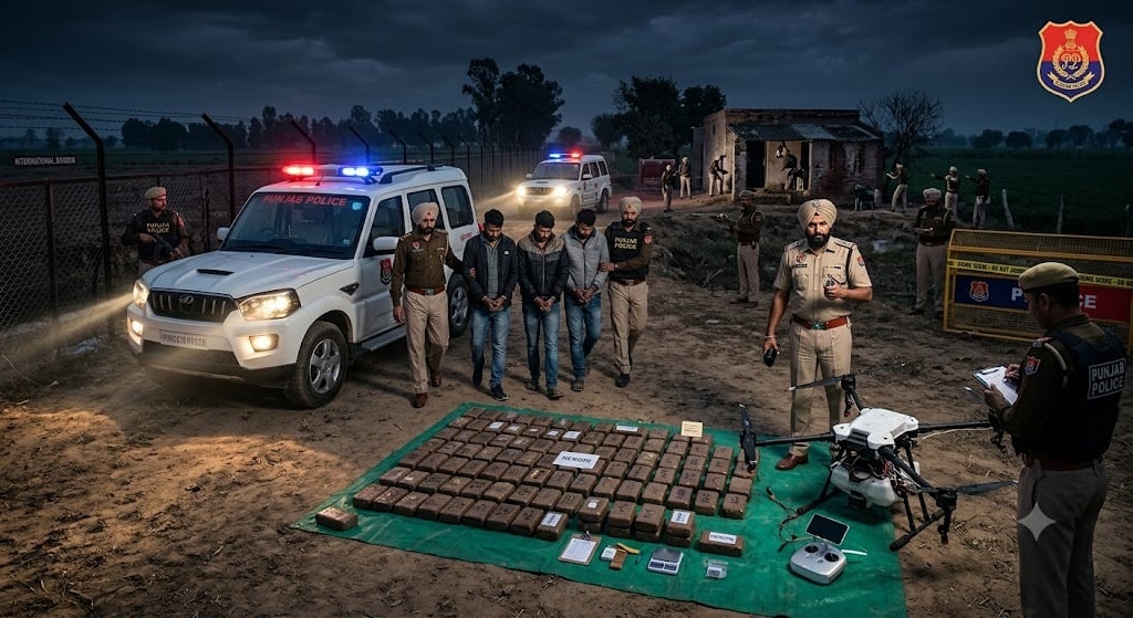 Punjab Police's Massive Strike in Amritsar: 54 kg Heroin Seized, Major Cross-Border Pakistan Drone Syndicate Busted!