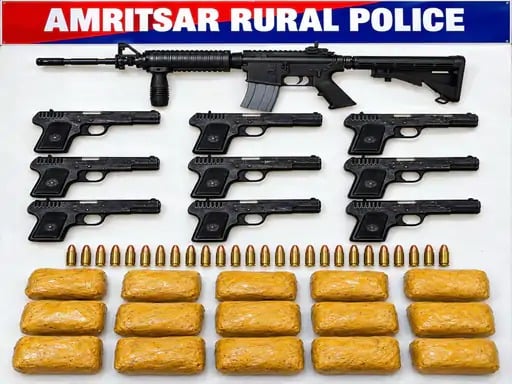 Amritsar Rural police bust two smuggling networks, arrest four; 15 Kg opium, M-16 rifle seized