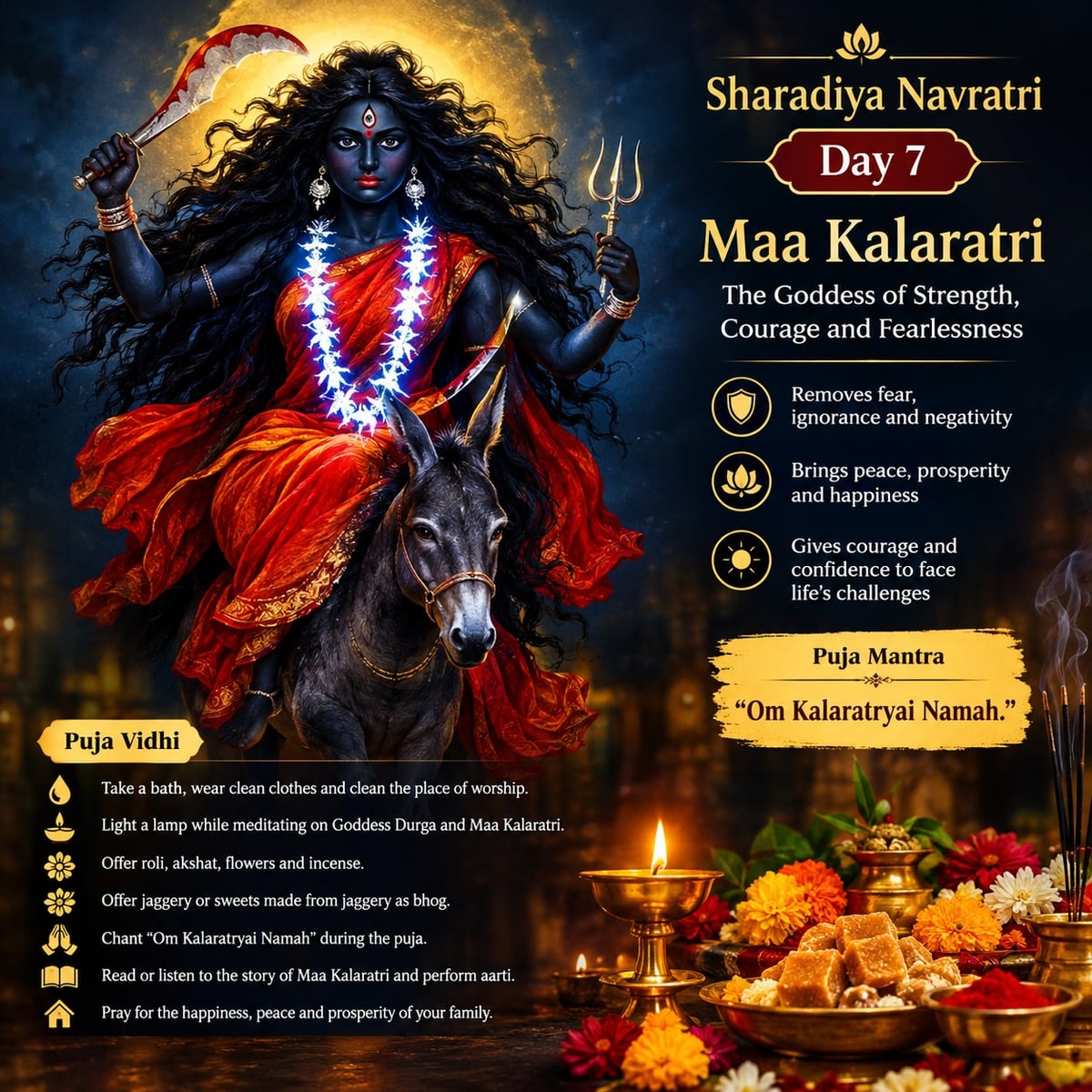Sharadiya Navratri Day 7: Worship Maa Kalaratri for courage, strength and protection