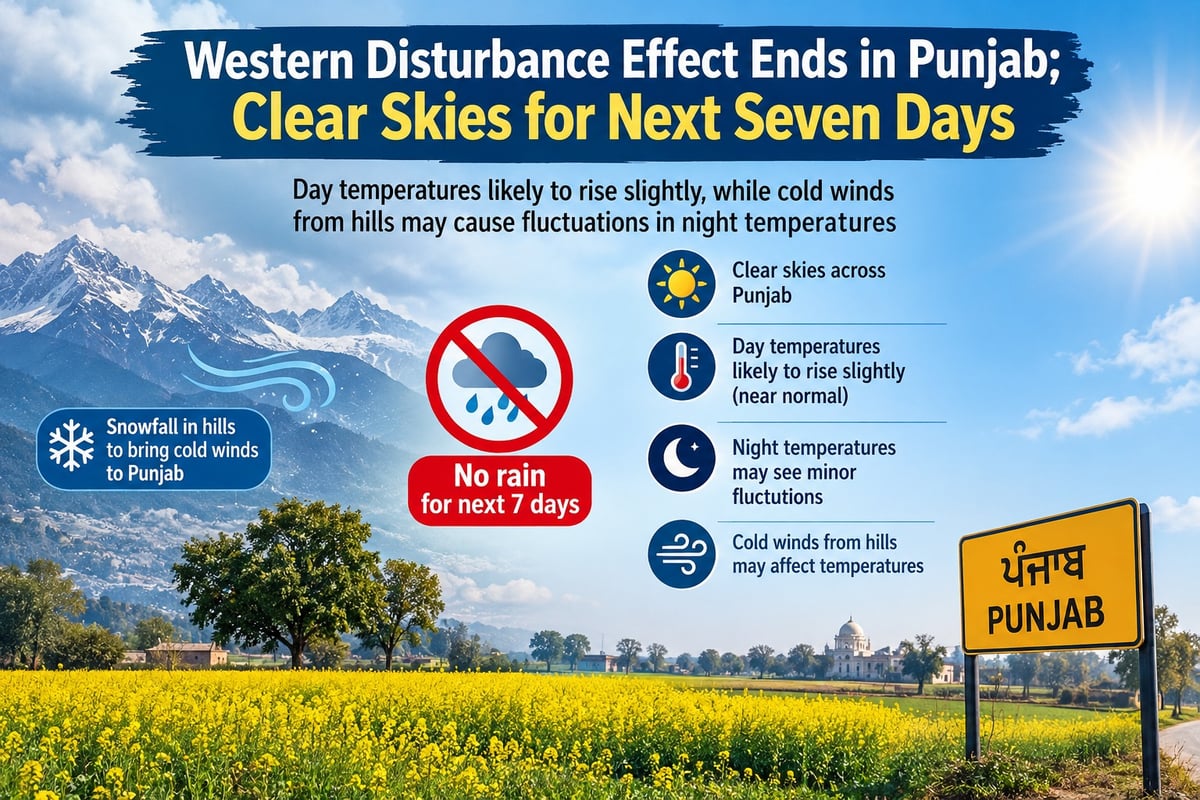 Western disturbance effect ends in Punjab; Clear skies for next seven days